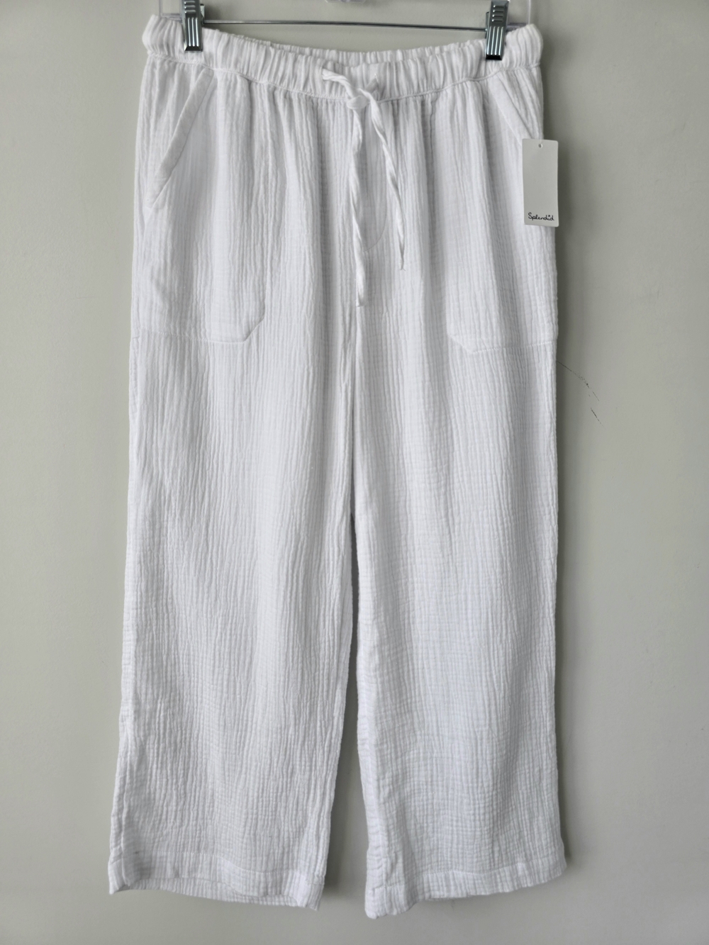 Splendid Gauze Wide Leg Cropped Pants M White NWT